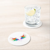 Fluffy Rainbow Wings Ronde Kartonnen Onderzetter (Insitu)