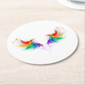 Fluffy Rainbow Wings Ronde Kartonnen Onderzetter (Gebogen)