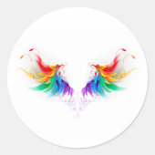 Fluffy Rainbow Wings Ronde Sticker (Voorkant)