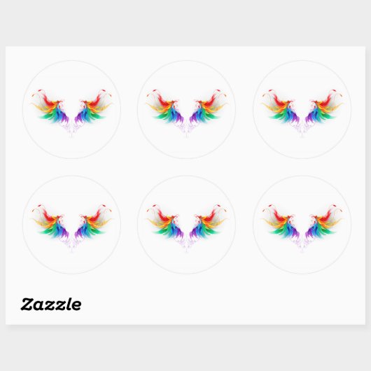 Fluffy Rainbow Wings Ronde Sticker (Vel)