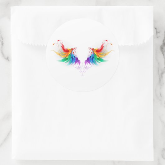 Fluffy Rainbow Wings Ronde Sticker (Tas)
