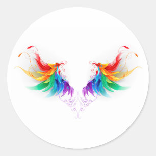 Fluffy Rainbow Wings Ronde Sticker