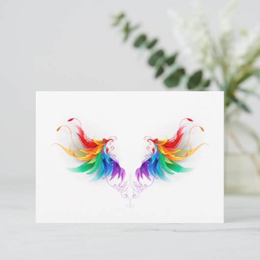 Fluffy Rainbow Wings Save The Date (Staand voorkant)