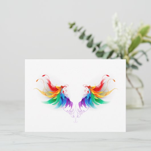 Fluffy Rainbow Wings Save The Date (Staand voorkant)