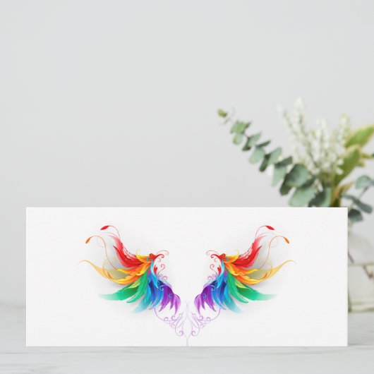 Fluffy Rainbow Wings Save The Date (Staand voorkant)