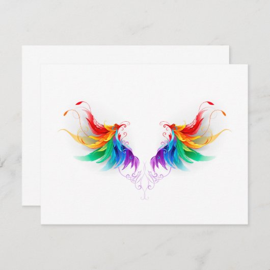 Fluffy Rainbow Wings Save The Date (Voorkant / Achterkant)