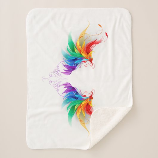 Fluffy Rainbow Wings Sherpa Deken (Voorkant)