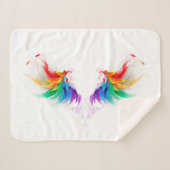 Fluffy Rainbow Wings Sherpa Deken (Voorkant (horizontaal))