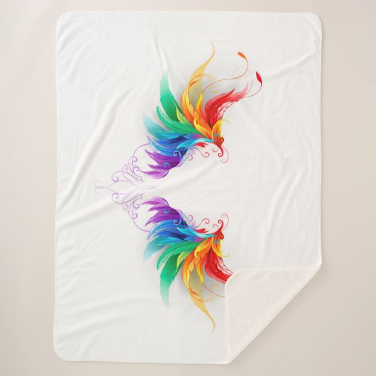 Fluffy Rainbow Wings Sherpa Deken (Voorkant)