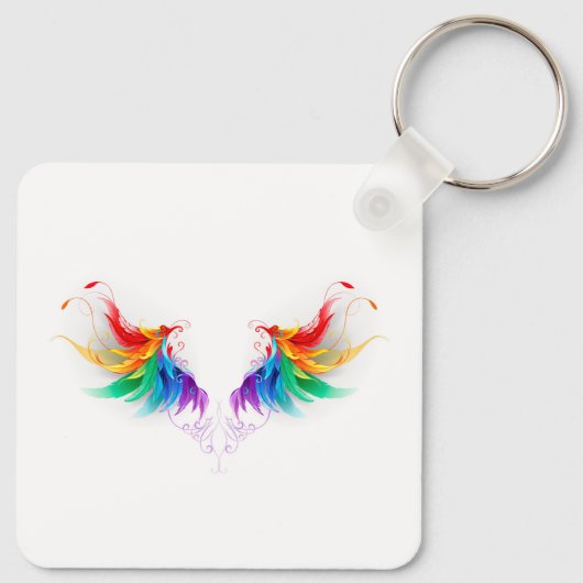 Fluffy Rainbow Wings Sleutelhanger (Achterkant)