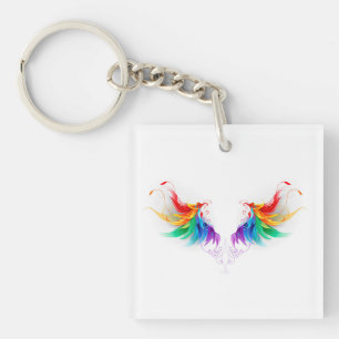 Fluffy Rainbow Wings Sleutelhanger