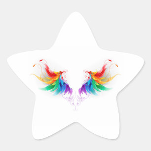 Fluffy Rainbow Wings Ster Sticker