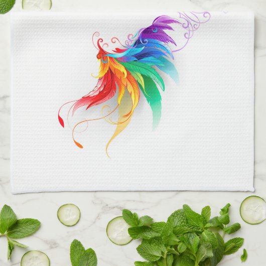 Fluffy Rainbow Wings Theedoek (Gevouwen)