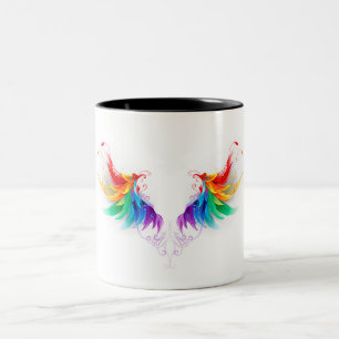 Fluffy Rainbow Wings Tweekleurige Koffiemok