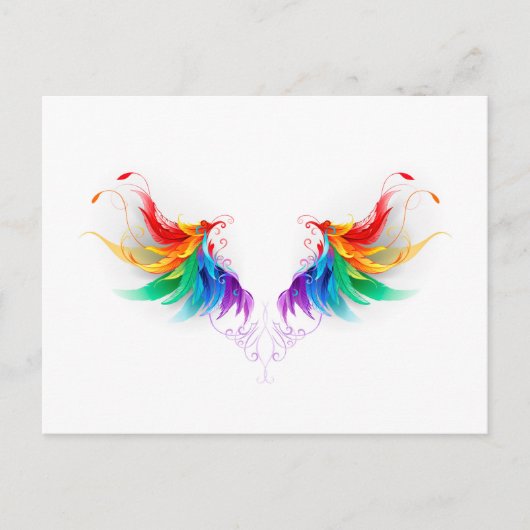 Fluffy Rainbow Wings Uitnodiging Briefkaart (Voorkant)