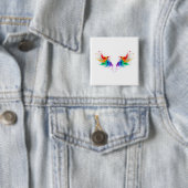 Fluffy Rainbow Wings Vierkante Button 5,1 Cm (In situ)