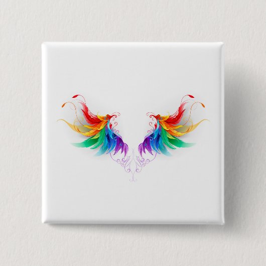 Fluffy Rainbow Wings Vierkante Button 5,1 Cm (Voorkant)