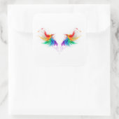 Fluffy Rainbow Wings Vierkante Sticker (Tas)