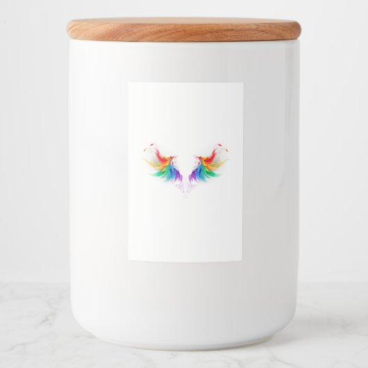 Fluffy Rainbow Wings Voedselcontainer Etiket (Voorkant)