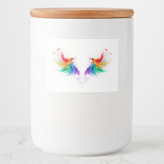 Fluffy Rainbow Wings Voedselcontainer Etiket (Voorkant)