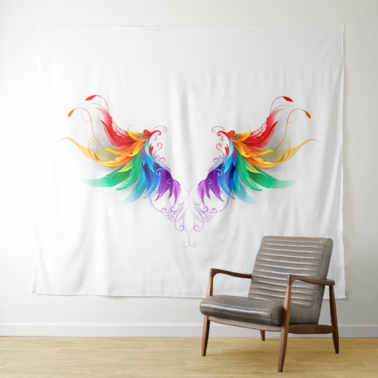 Fluffy Rainbow Wings Wandkleed (In Situ (horizontaal))