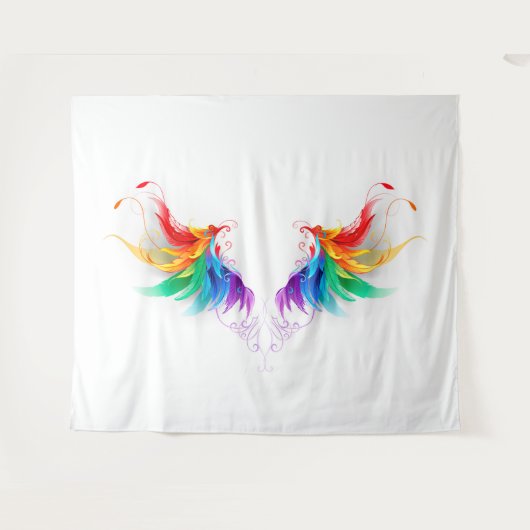 Fluffy Rainbow Wings Wandkleed (Voorkant (horizontaal))