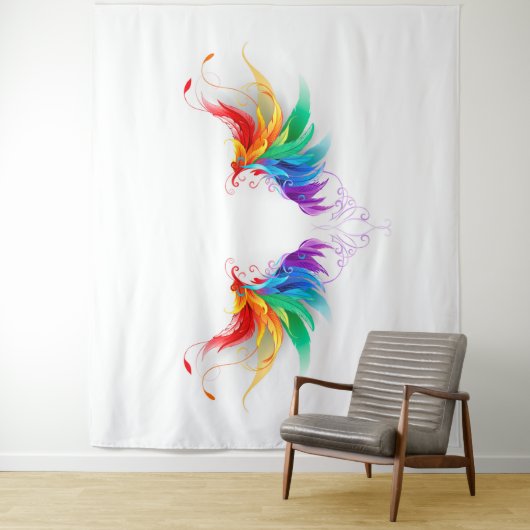 Fluffy Rainbow Wings Wandkleed (In situ)
