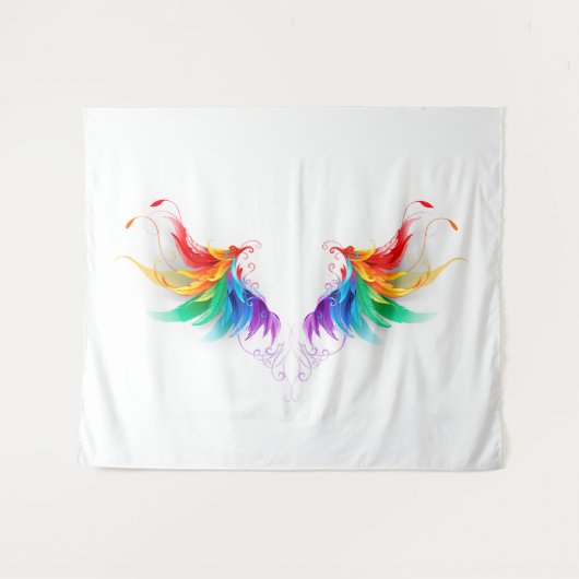 Fluffy Rainbow Wings Wandkleed (Voorkant (horizontaal))