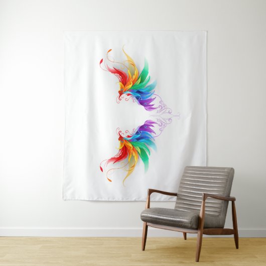 Fluffy Rainbow Wings Wandkleed (In situ)