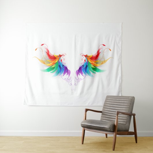 Fluffy Rainbow Wings Wandkleed (In Situ (horizontaal))