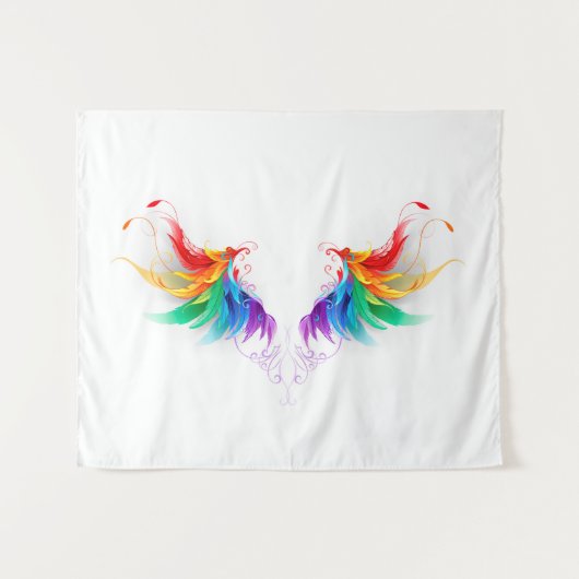 Fluffy Rainbow Wings Wandkleed (Voorkant (horizontaal))