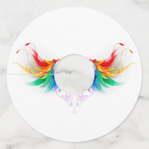Fluffy Rainbow Wings Wijnglaslabel