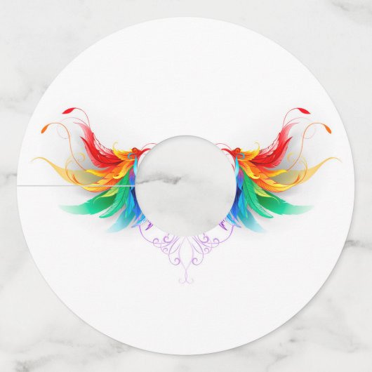 Fluffy Rainbow Wings Wijnglaslabel (Voorkant)