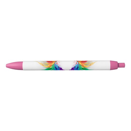 Fluffy Rainbow Wings Zwarte Inkt Pen (Voorkant)