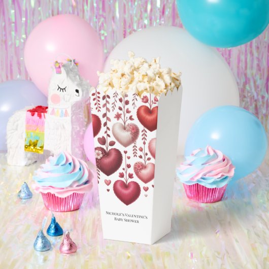 Fluffy Red Floral Heart Baby Shower Bedankdoosjes (Feest)