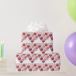 Fluffy Red Floral Heart Baby Shower Cadeaupapier