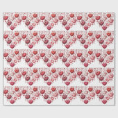 Fluffy Red Floral Heart Baby Shower Cadeaupapier (Vlak)
