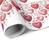 Fluffy Red Floral Heart Baby Shower Cadeaupapier (Rol Hoek)