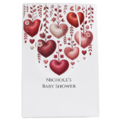 Fluffy Red Floral Heart Baby Shower Medium Cadeauzakje (Voorkant)