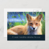 Fluffy Red Fox met Friendship Quote Briefkaart (Voorkant / Achterkant)