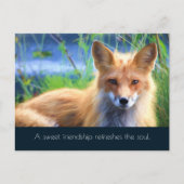 Fluffy Red Fox met Friendship Quote Briefkaart (Voorkant)