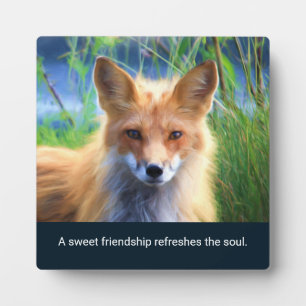 Fluffy Red Fox met Friendship Quote Fotoplaat