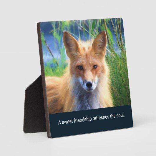 Fluffy Red Fox met Friendship Quote Fotoplaat (Voorkant)