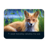 Fluffy Red Fox met Friendship Quote Magneet (Horizontaal)