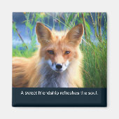 Fluffy Red Fox met Friendship Quote Magneet (Voorkant)