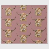 Fluffy Red Highland Koe Originele digitale kunst Cadeaupapier (Vlak)