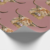 Fluffy Red Highland Koe Originele digitale kunst Cadeaupapier (Hoek)