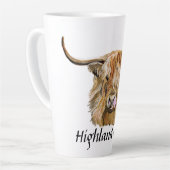 Fluffy Red Highland Koe Originele digitale kunst  Latte Mok (Linkerhoek)