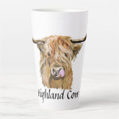 Fluffy Red Highland Koe Originele digitale kunst  Latte Mok (Voorkant)