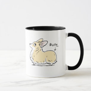 Fluffy Red/White Pembroke Corgi Butt Mok